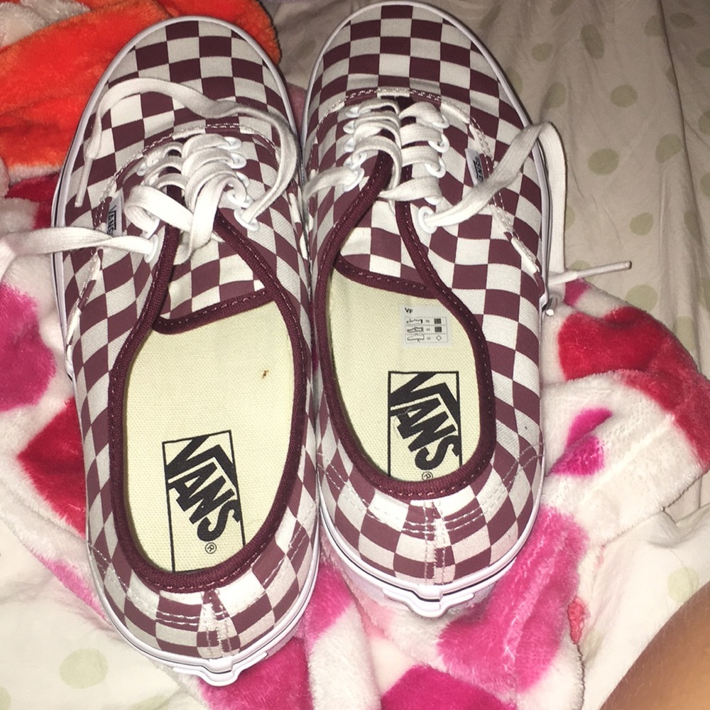 Maroon Checkered Vans
